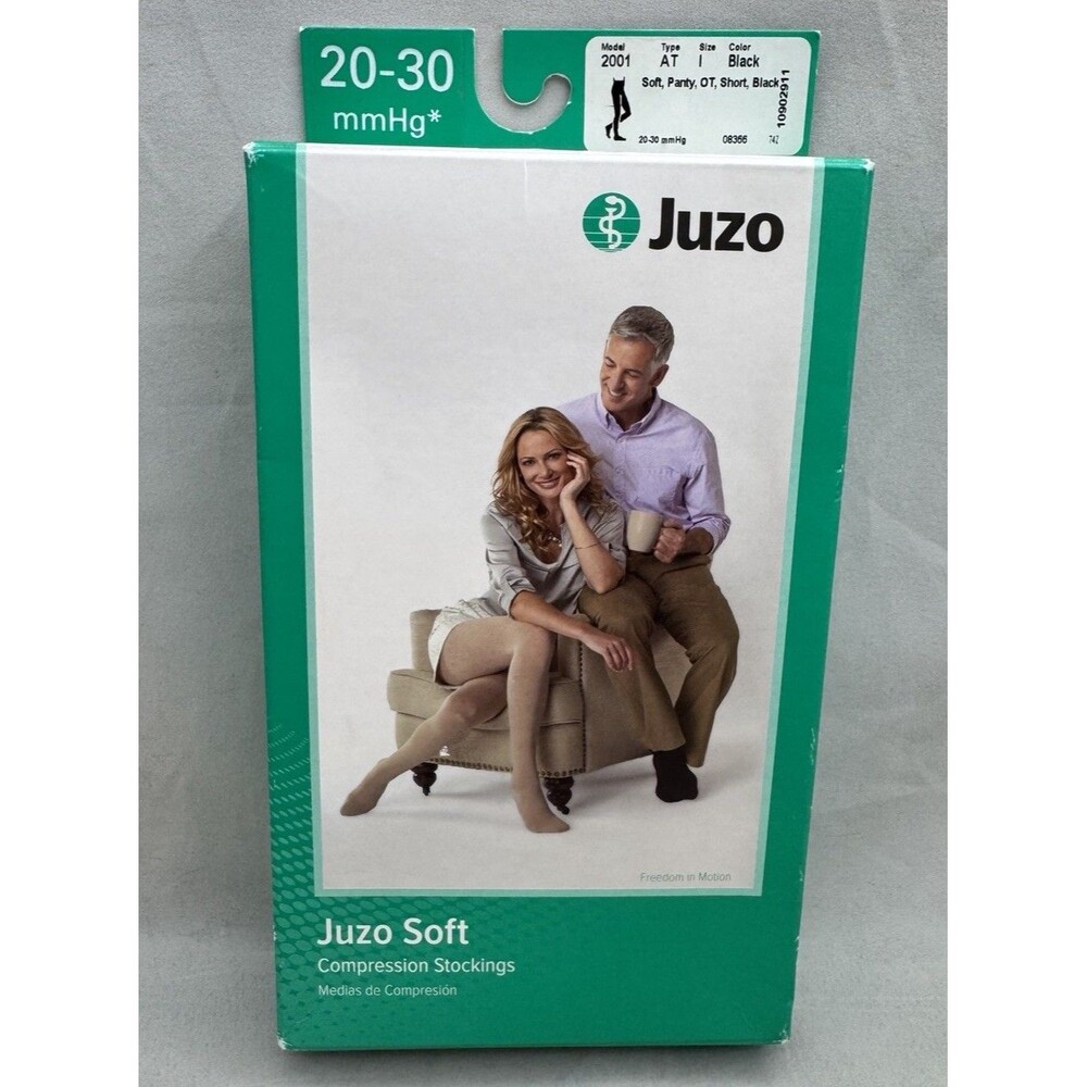 Juzo Soft Compression Stockings 20-30 mmHg 2001 AT Size I Black Panty OT Short